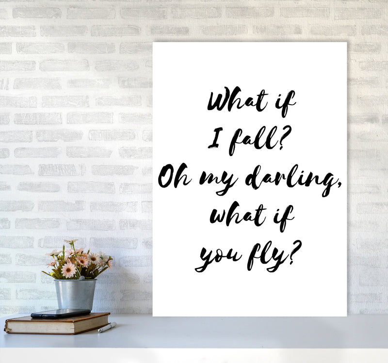 What If I Fall? Black Modern Print A1 Black Frame