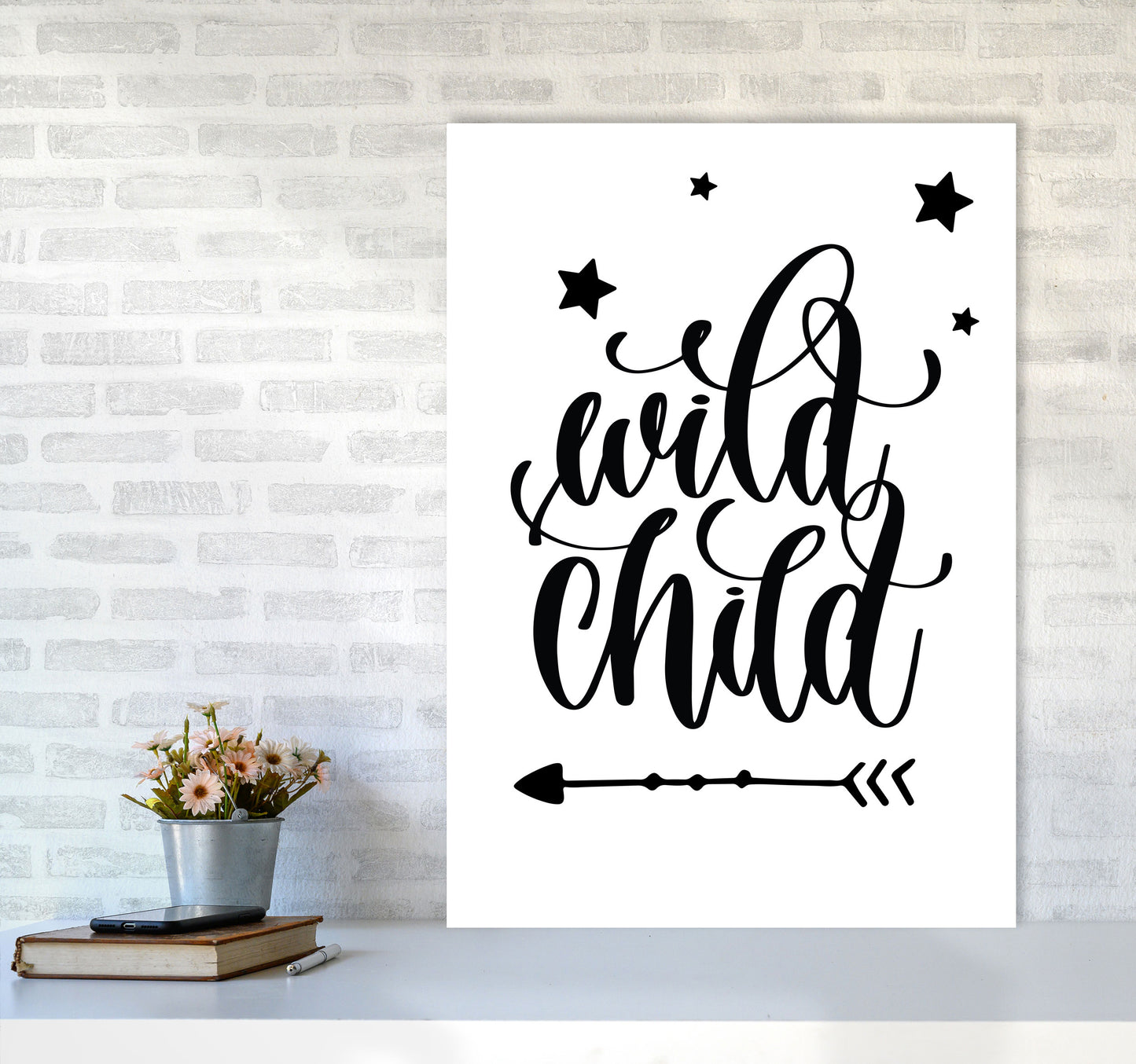 Wild Child Black Framed Nursey Wall Art Print A1 Black Frame