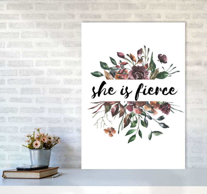 She Is Fierce Mixed Floral Modern Print A1 Black Frame