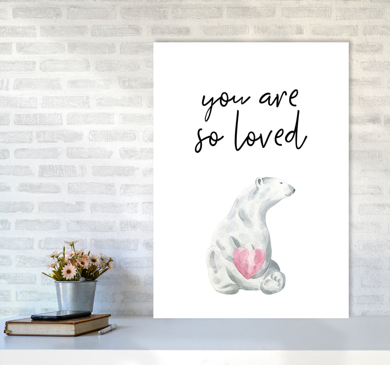 Polar Bear You Are So Loved Framed Nursey Wall Art Print A1 Black Frame