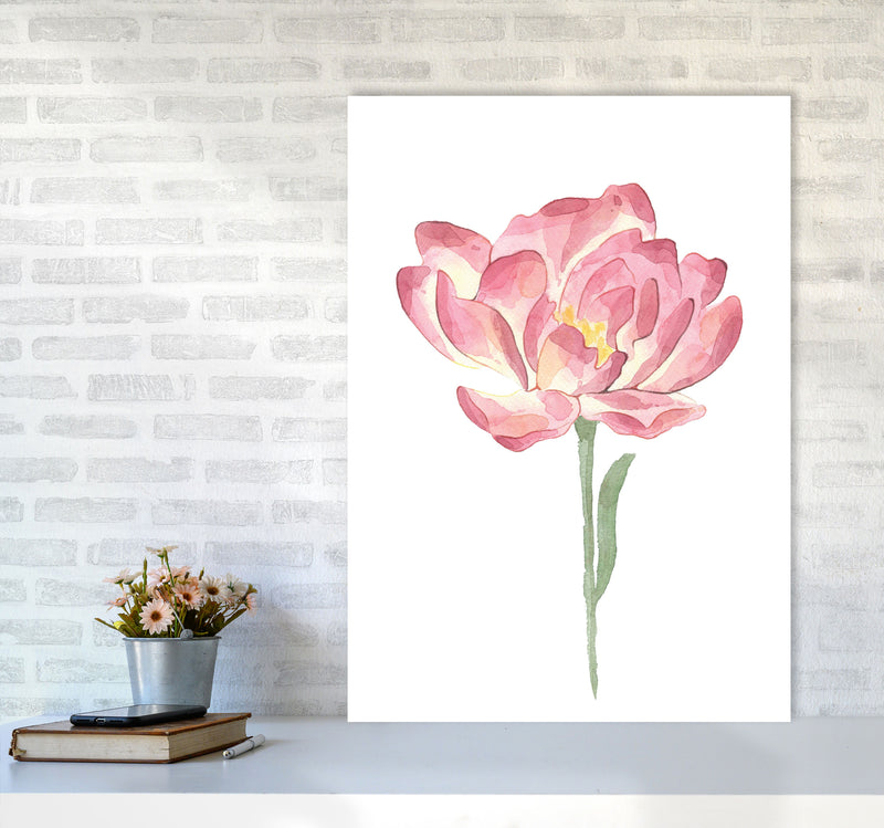 Pink Watercolour Flower Modern Print A1 Black Frame