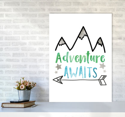 Adventure Awaits Watercolour Modern Print A1 Black Frame