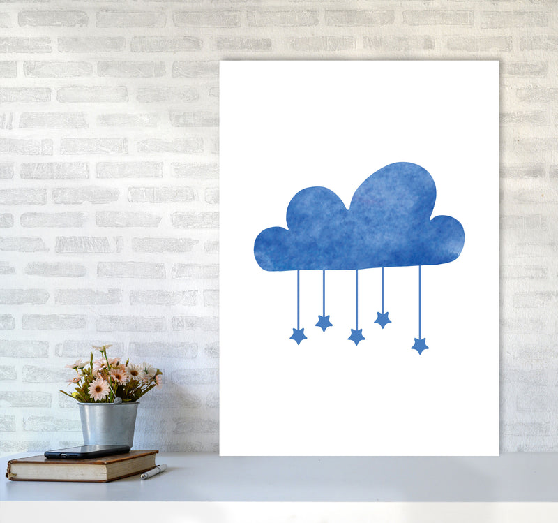 Blue Cloud Watercolour Modern Print A1 Black Frame
