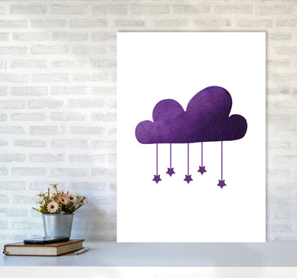 Purple Cloud Watercolour Modern Print A1 Black Frame