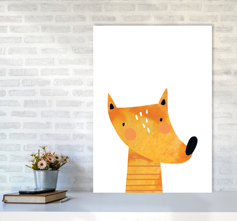 Scandi Fox Watercolour Framed Nursey Wall Art Print A1 Black Frame