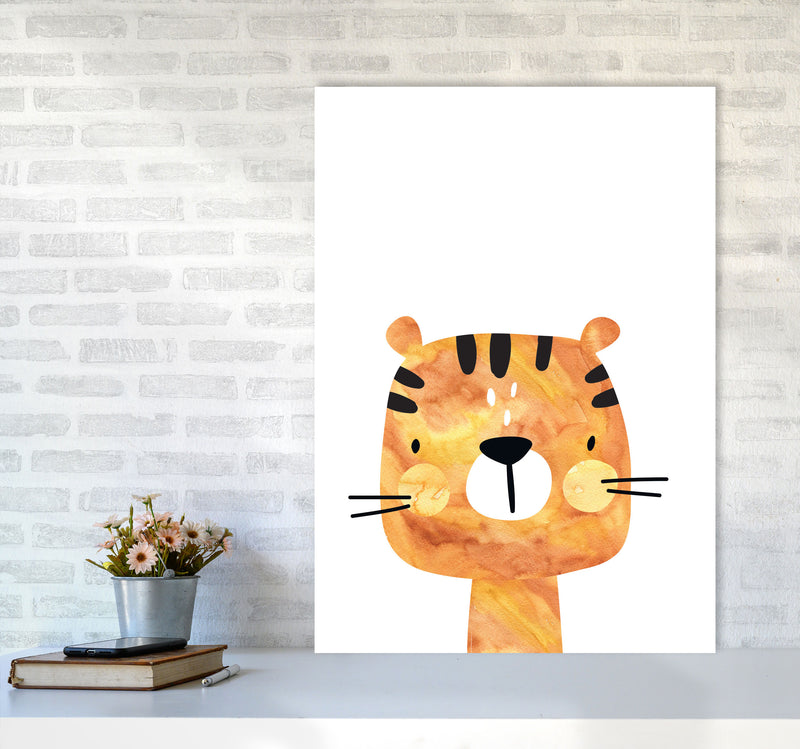 Scandi Tiger Watercolour Framed Nursey Wall Art Print A1 Black Frame