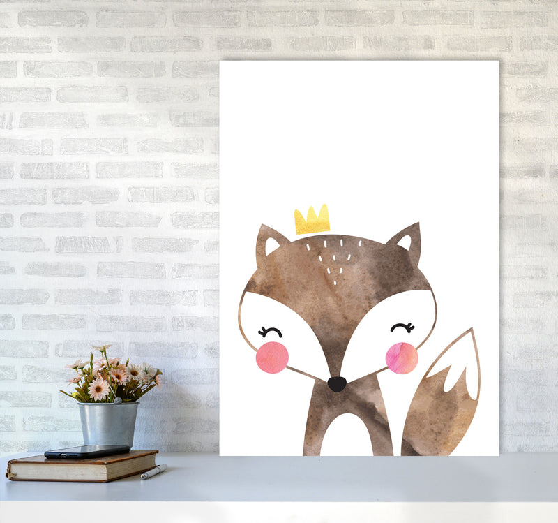 Scandi Brown Fox Watercolour Framed Nursey Wall Art Print A1 Black Frame