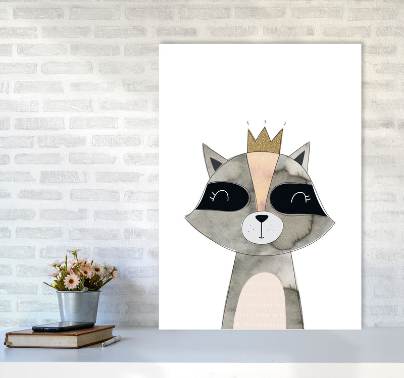 Scandi Grey Raccoon Watercolour Framed Nursey Wall Art Print A1 Black Frame