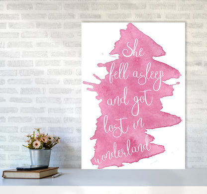 Wonderland Pink Watercolour Modern Print A1 Black Frame