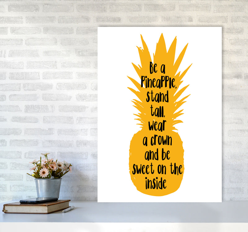 Be A Pineapple Yellow Framed Typography Wall Art Print A1 Black Frame