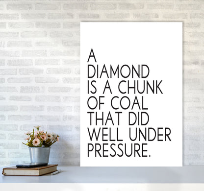 A Diamond Under Pressure Framed Typography Quote Wall Art Print A1 Black Frame
