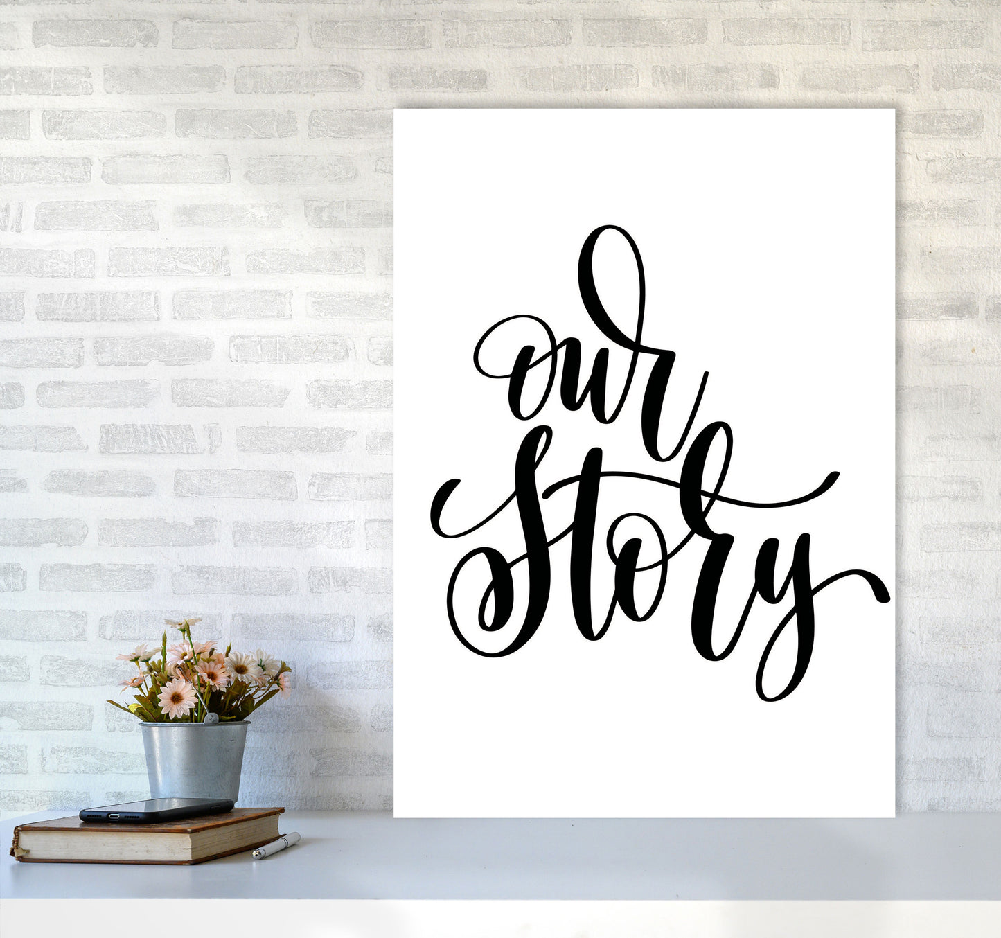 Our Story Framed Typography Wall Art Print A1 Black Frame