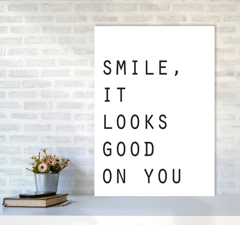 Smile, It Looks Good On You Modern Print A1 Black Frame