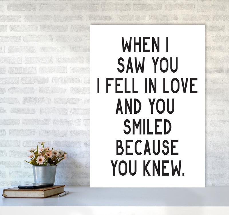 When I Saw You I Fell In Love Modern Print A1 Black Frame
