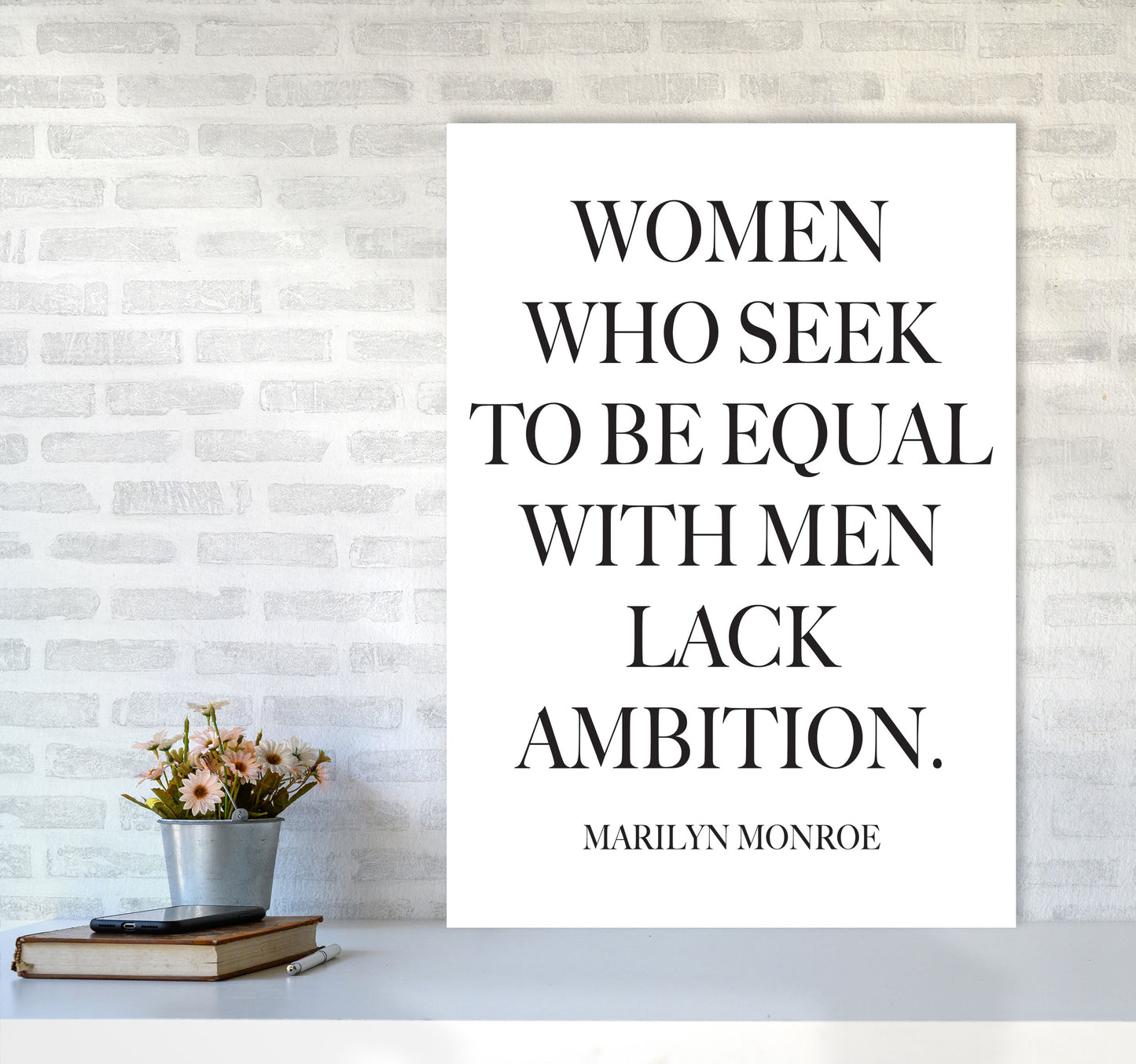 Equality, Marilyn Monroe Quote Framed Typography Wall Art Print A1 Black Frame