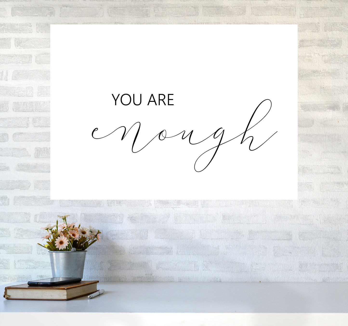 You Are Enough Landscape Modern Print A1 Black Frame