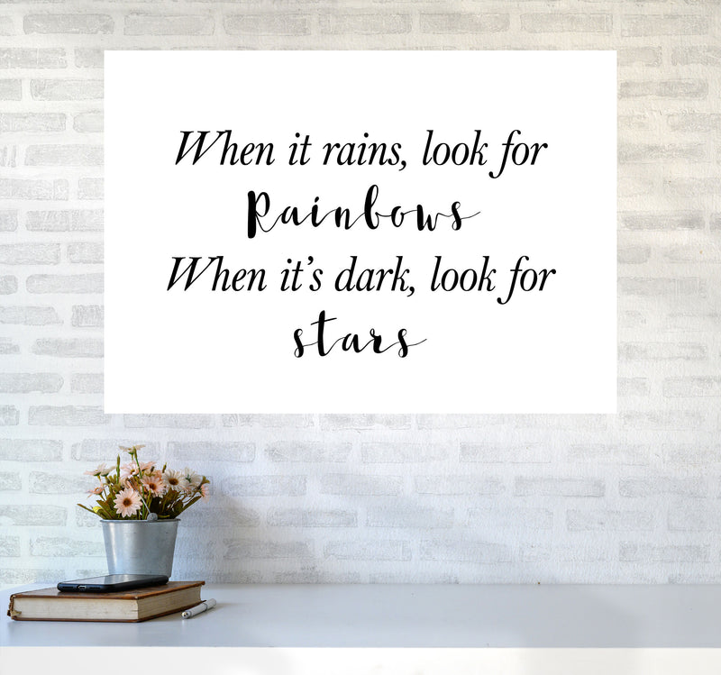 When It Rains Look For Rainbows Modern Print A1 Black Frame