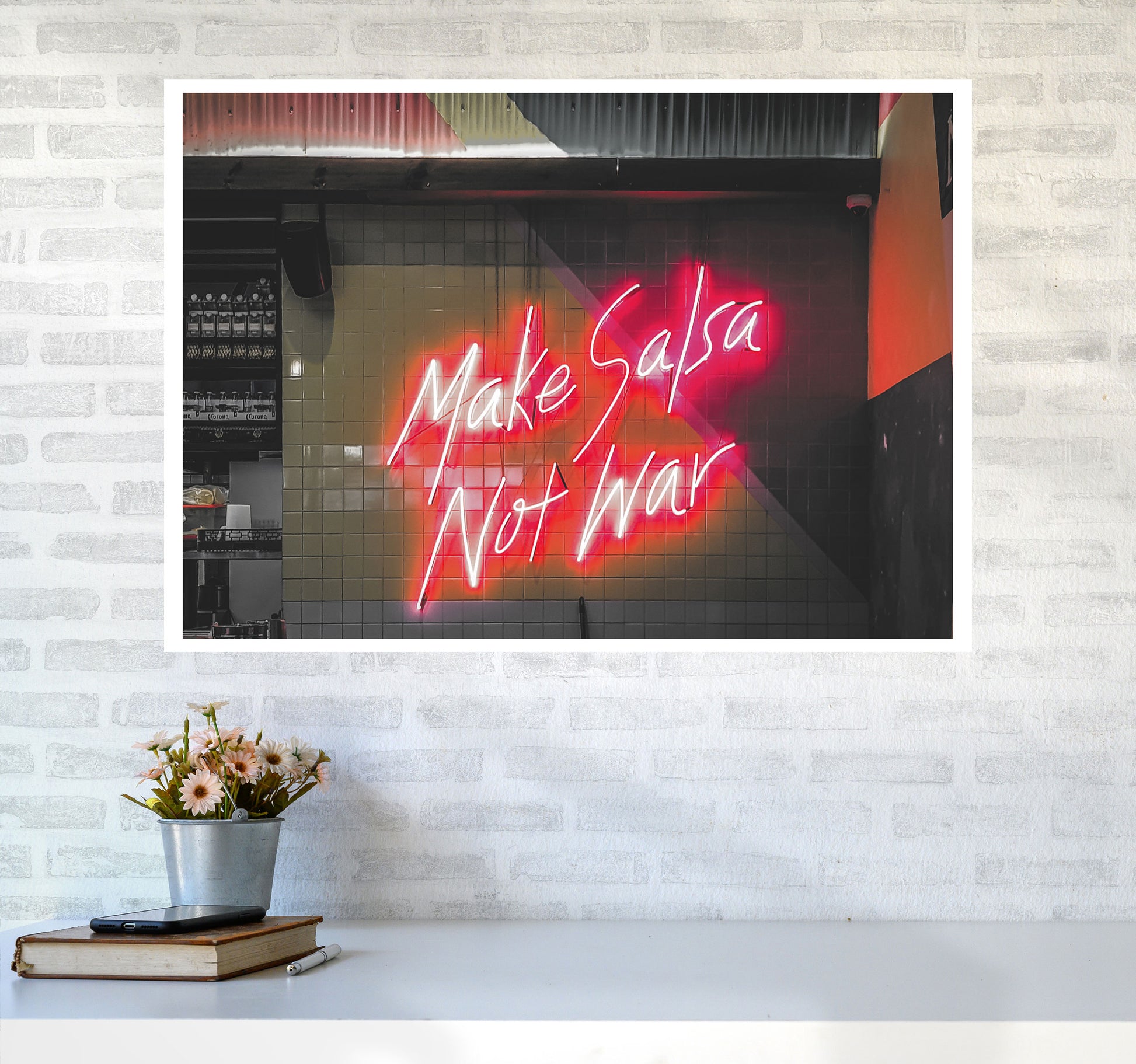 Make Salsa Not War Modern Print A1 Black Frame
