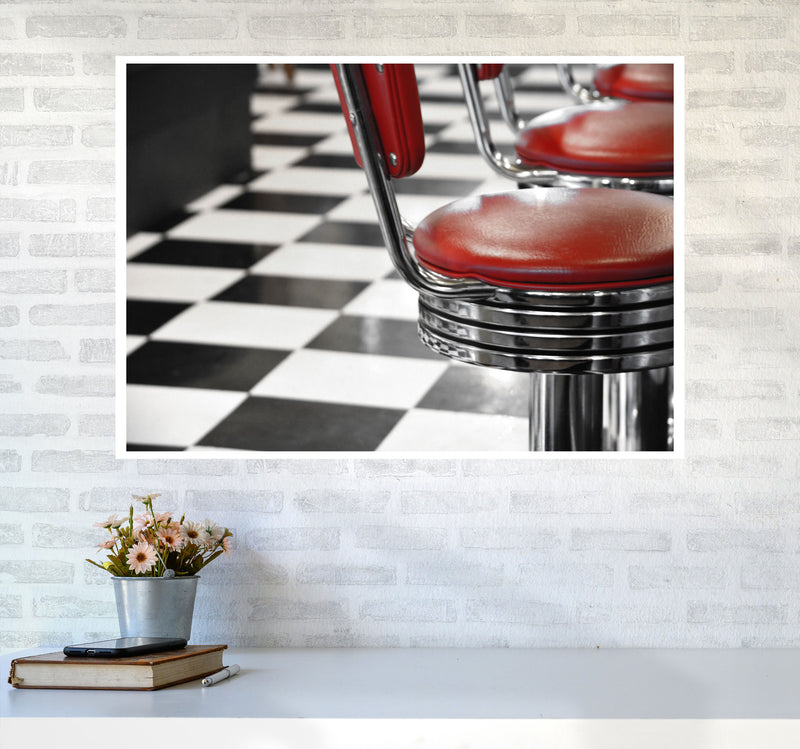 Vintage American Diner Modern Print A1 Black Frame