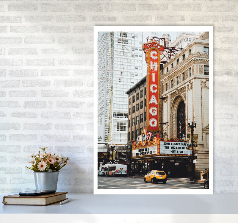 Retro Chicago Theatre Modern Print A1 Black Frame