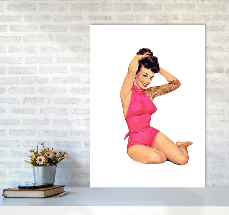 Retro Pin Up Girl Modern Print A1 Black Frame