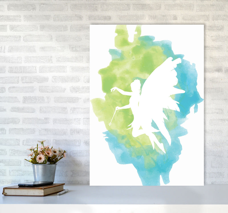 Fairy Turquoise Multi Watercolour Modern Print A1 Black Frame