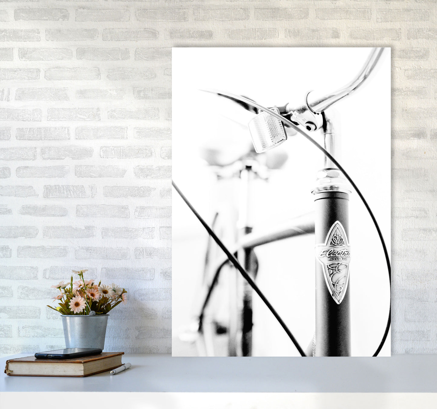 Retro Bike Frame Modern Print A1 Black Frame