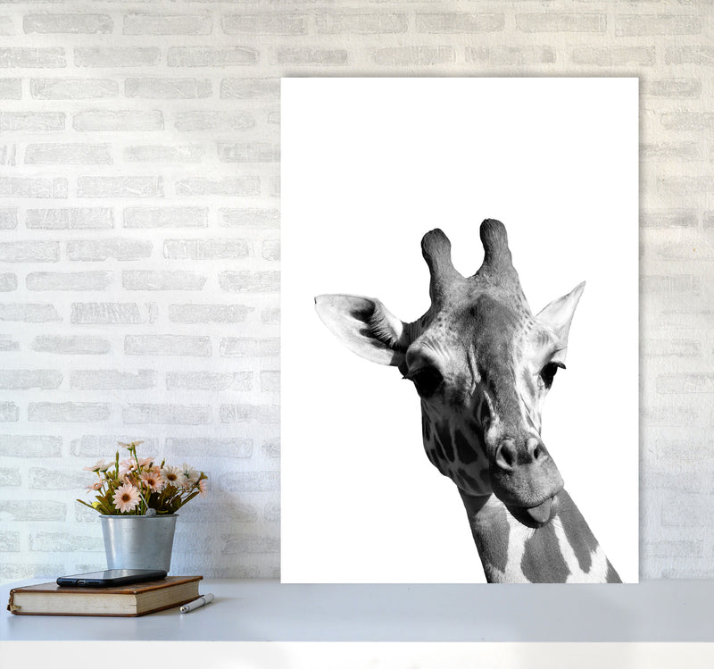 Black And White Giraffe Modern Print Animal Art Print A1 Black Frame