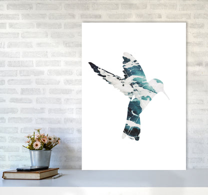 Blue Sea Bird Modern Print Animal Art Print A1 Black Frame