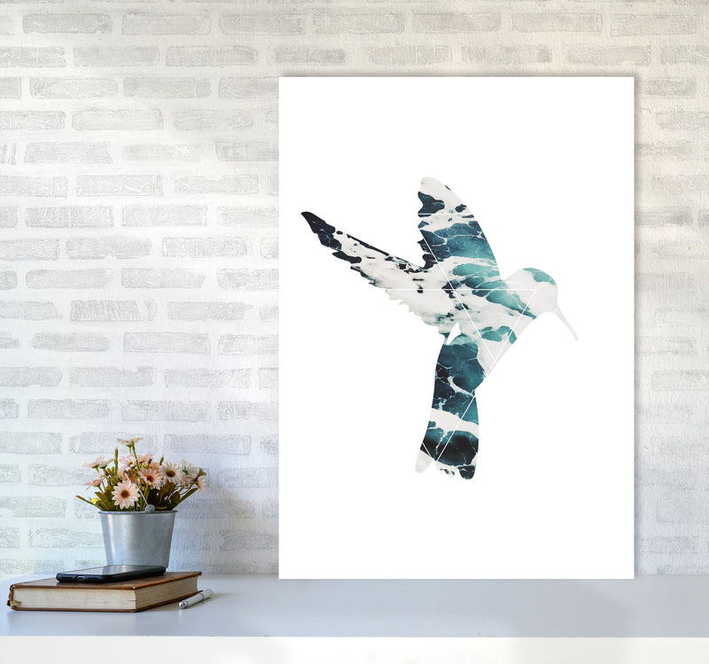 Blue Sea Bird Modern Print Animal Art Print A1 Black Frame