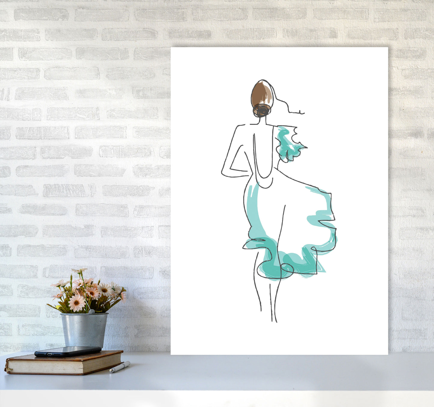 Fashion Line Drawing Modern Print A1 Black Frame