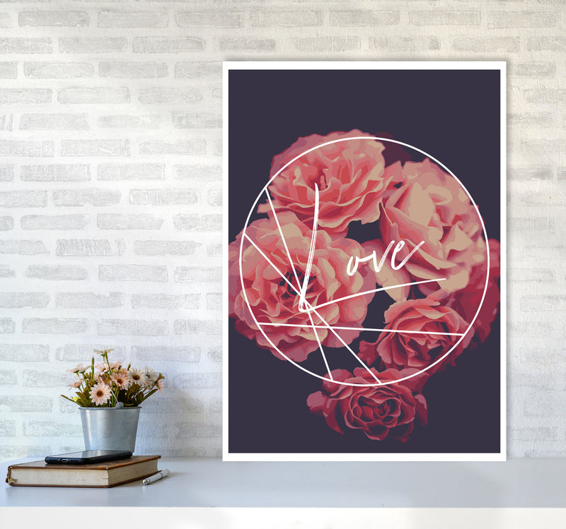Floral Love Modern Print, Framed Botanical & Nature Art Print A1 Black Frame