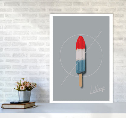 Ice Lolly Modern Print, Framed Kitchen Wall Art A1 Black Frame