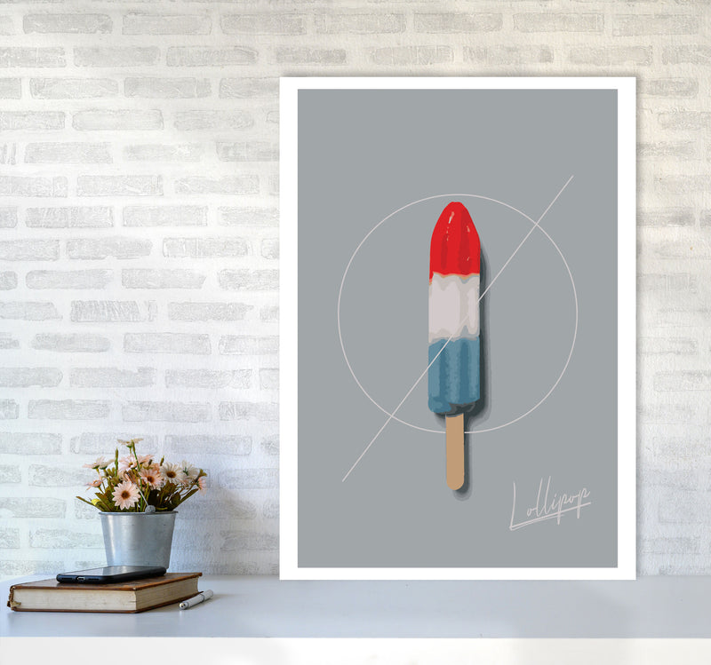 Ice Lolly Modern Print, Framed Kitchen Wall Art A1 Black Frame