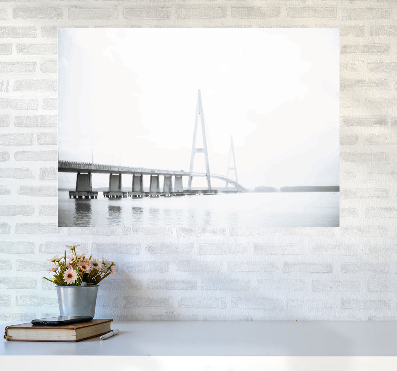 Minimal Grey Bridge Modern Print A1 Black Frame