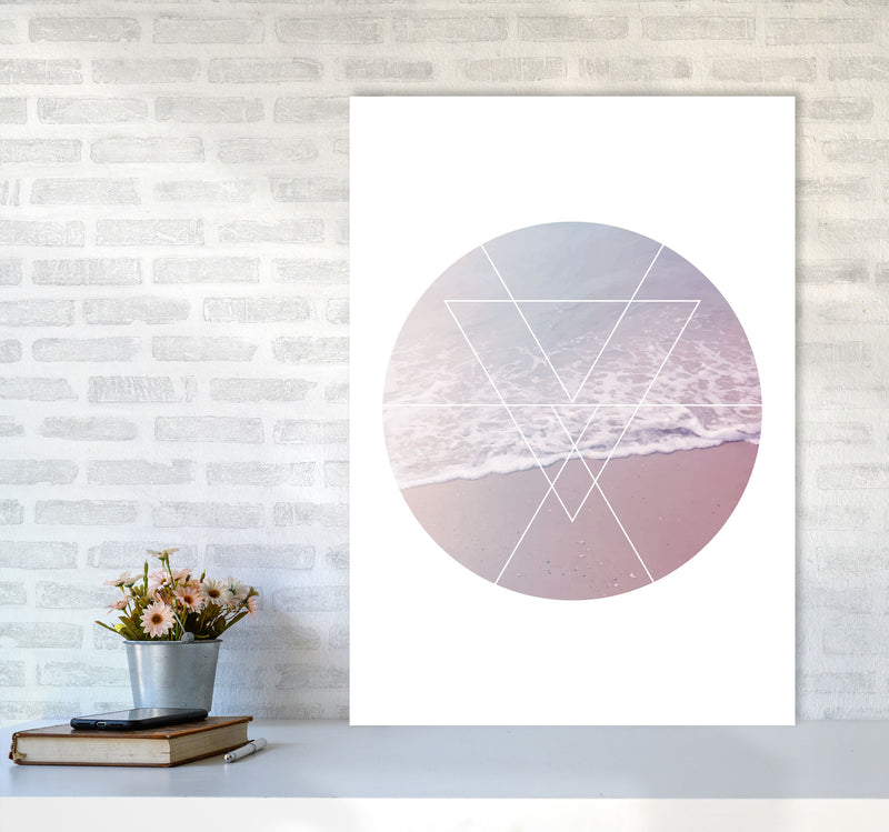 Pink And Blue Abstract Tide Modern Print A1 Black Frame
