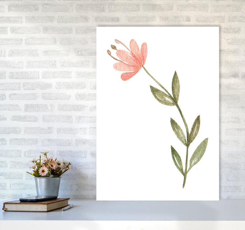 Pink Watercolour Flower 2 Modern Print A1 Black Frame