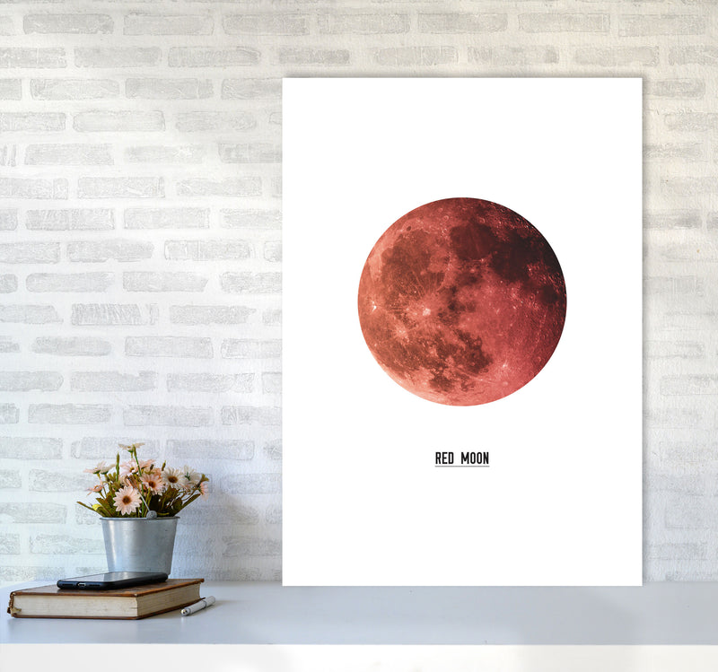 Red Moon Modern Print A1 Black Frame