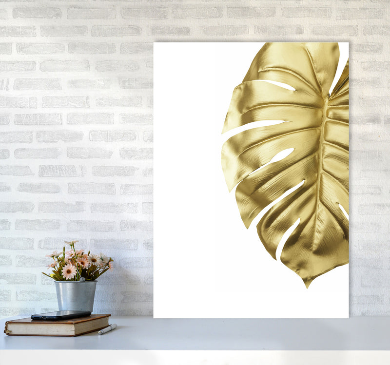 Gold Monstera Modern Print, Framed Botanical & Nature Art Print A1 Black Frame