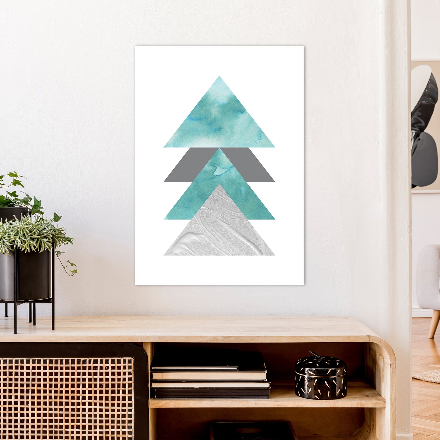 Marble Teal And Silver 2 Art Print by Pixy Paper A1 Black Frame