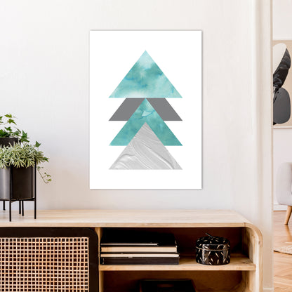 Marble Teal And Silver 2 Art Print by Pixy Paper A1 Black Frame