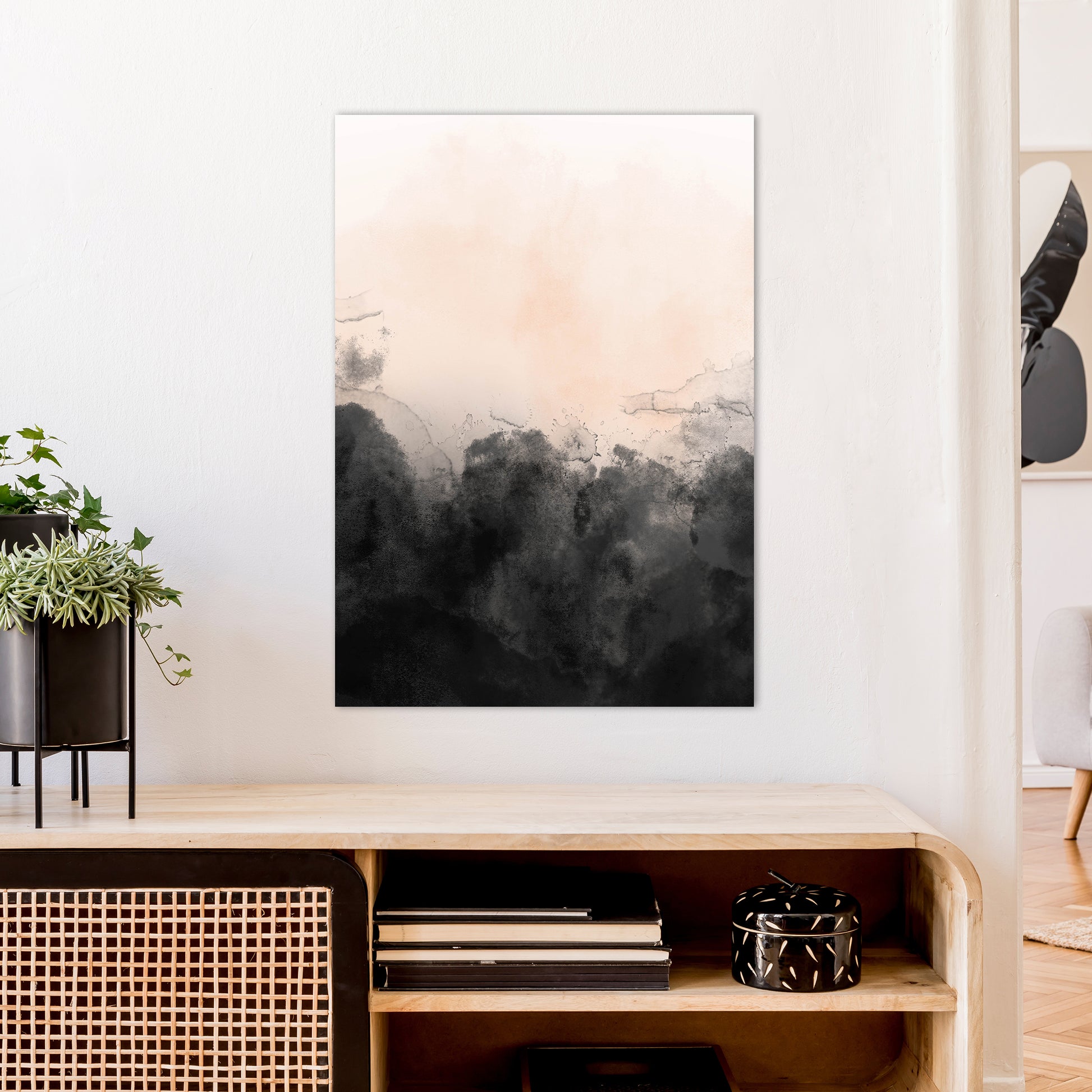 Nude And Black Watercolour 3  Art Print by Pixy Paper A1 Black Frame