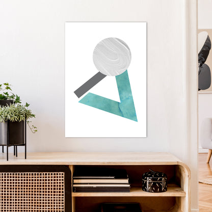 Marble Teal And Silver 3 Art Print by Pixy Paper A1 Black Frame