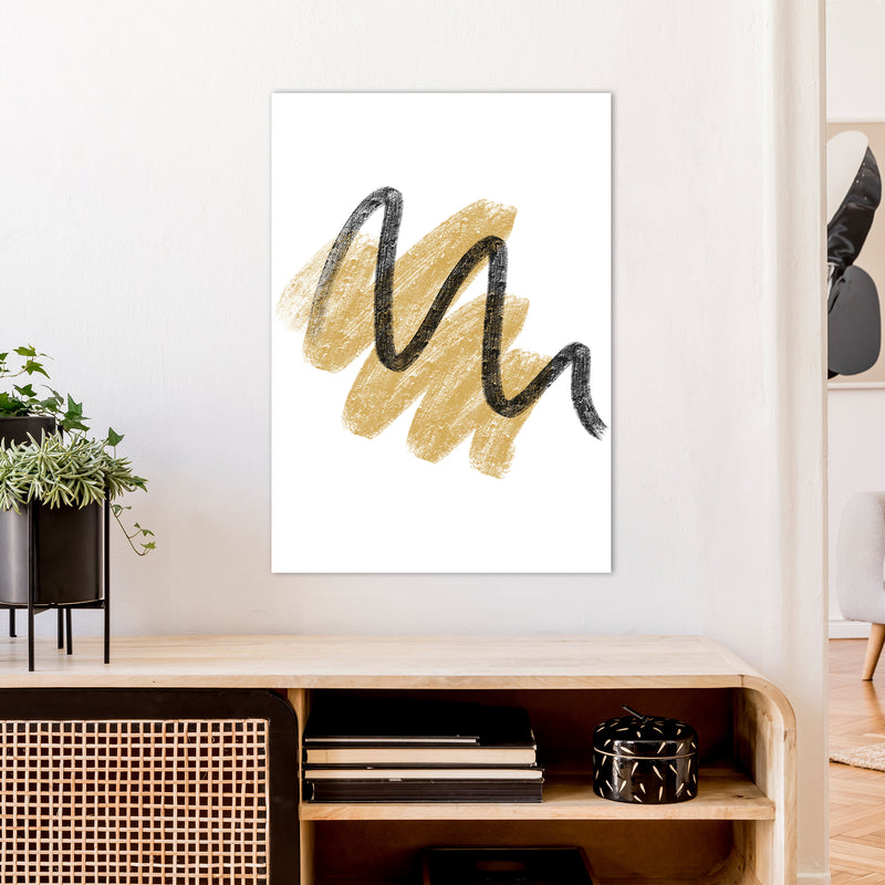 Dalia Chalk Gold And Black Scribbles  Art Print by Pixy Paper A1 Black Frame