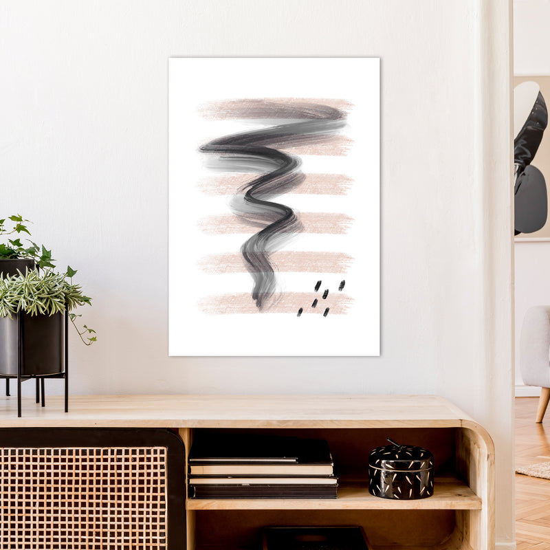 Dalia Chalk Pink Lines Black Storm  Art Print by Pixy Paper A1 Black Frame