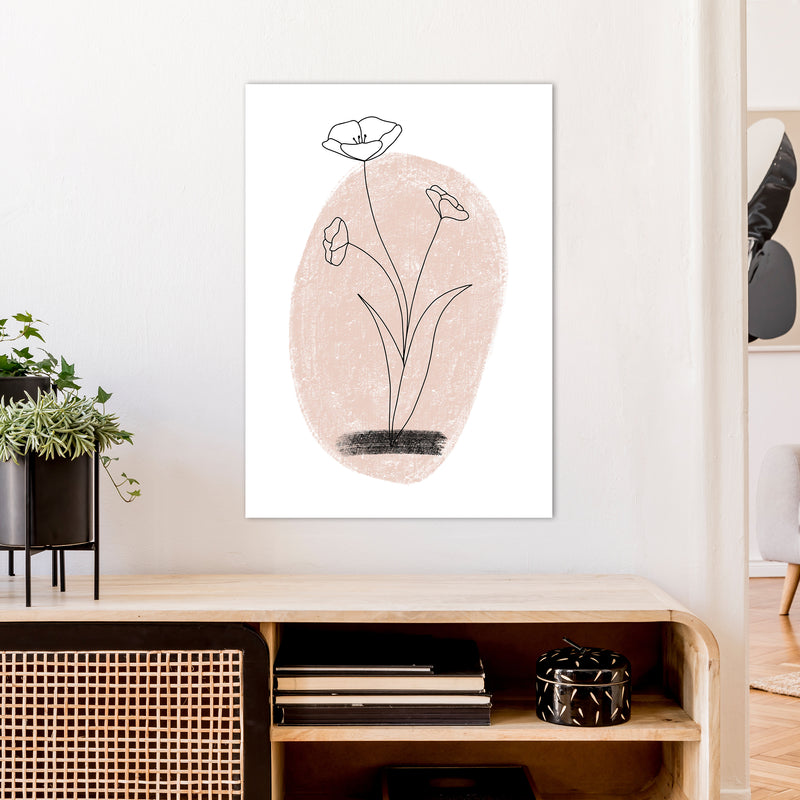 Dalia Chalk Pink Circle Flower  Art Print by Pixy Paper A1 Black Frame