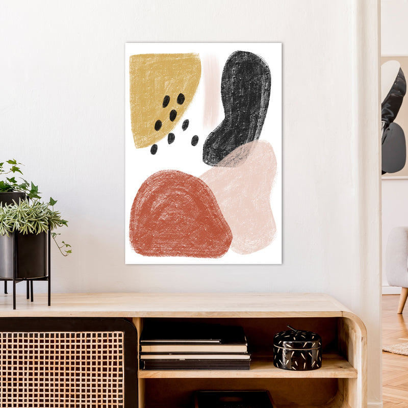 Dalia Chalk Black Polka Shapes  Art Print by Pixy Paper A1 Black Frame