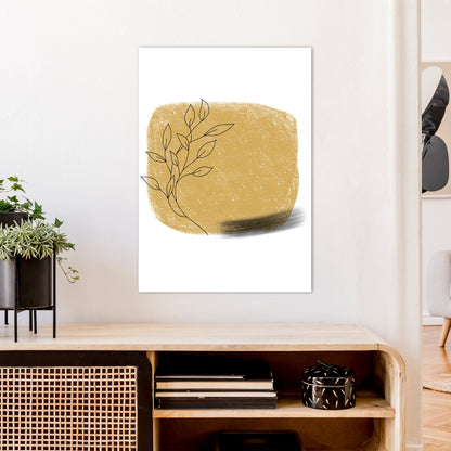 Dalia Chalk Gold Floral Square  Art Print by Pixy Paper A1 Black Frame