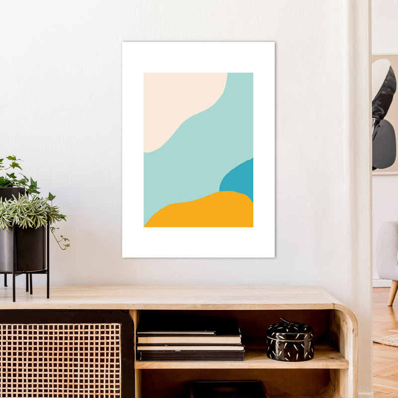 Mita Teal Abstract N18  Art Print by Pixy Paper A1 Black Frame