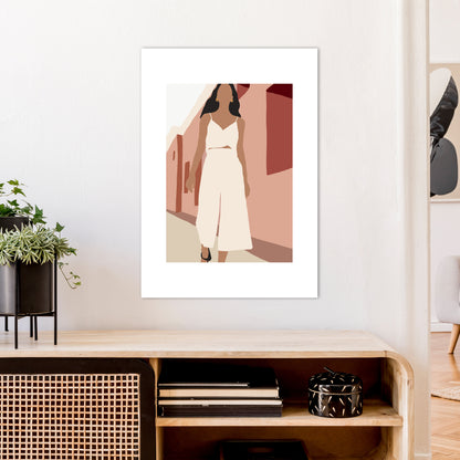 Mica Girl In Street N7  Art Print by Pixy Paper A1 Black Frame
